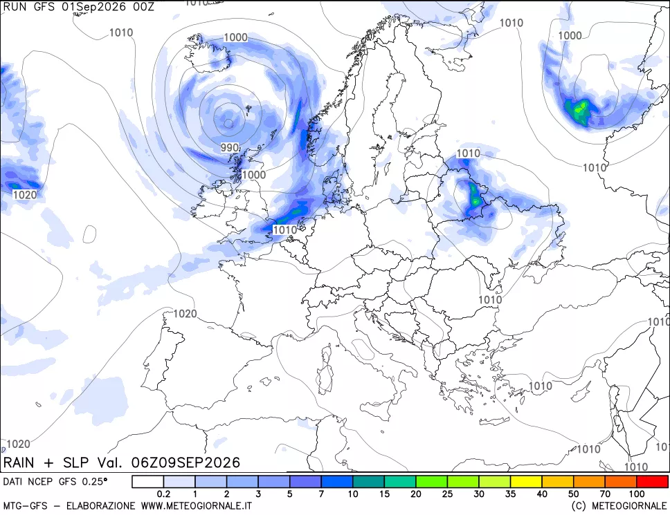 mappa Precipitazioni e pressione SLM