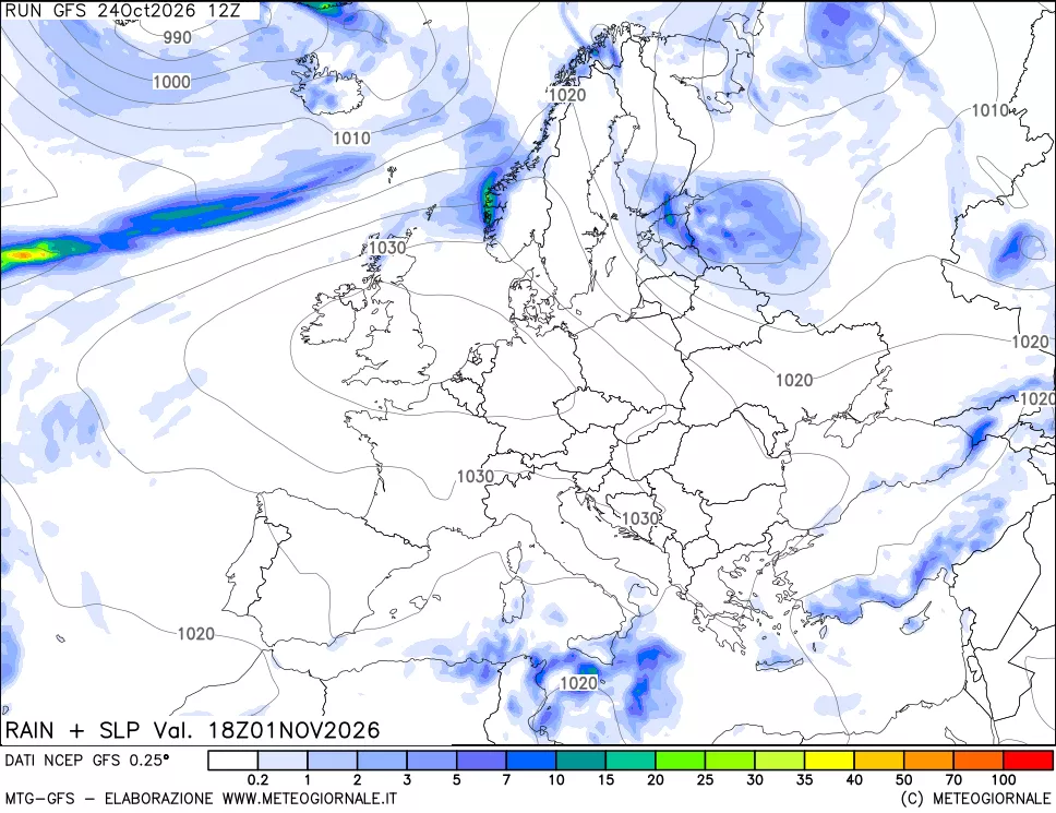 mappa Precipitazioni e pressione SLM