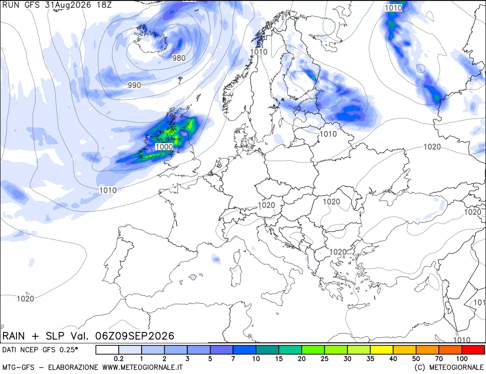mappa Precipitazioni e pressione SLM