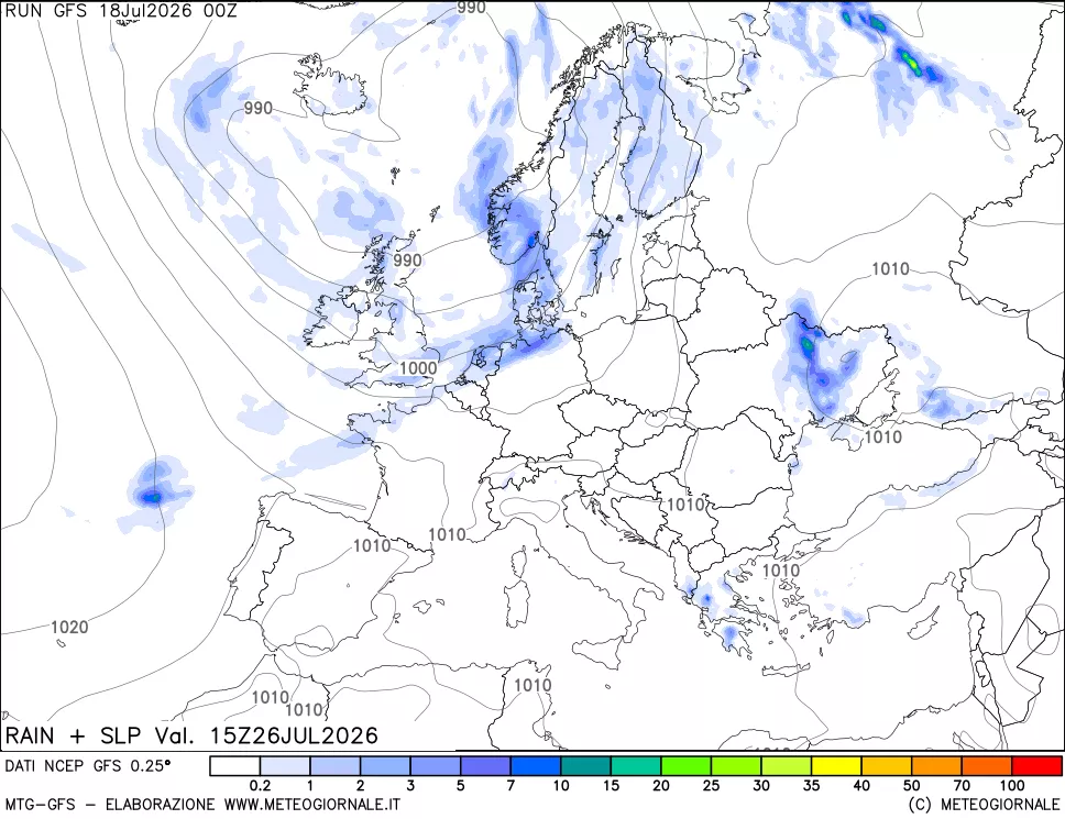 mappa Precipitazioni e pressione SLM