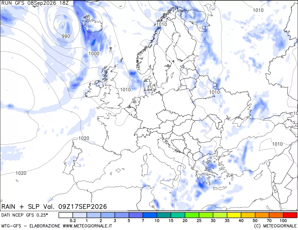 mappa Precipitazioni e pressione SLM