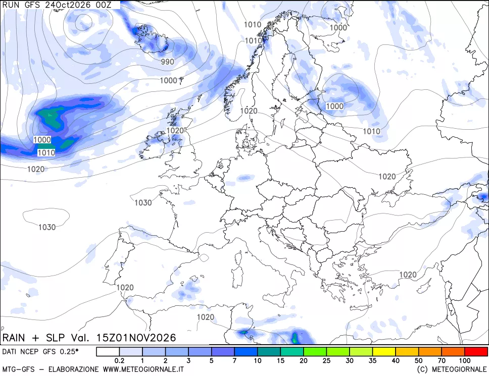 mappa Precipitazioni e pressione SLM