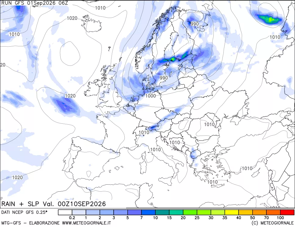 mappa Precipitazioni e pressione SLM