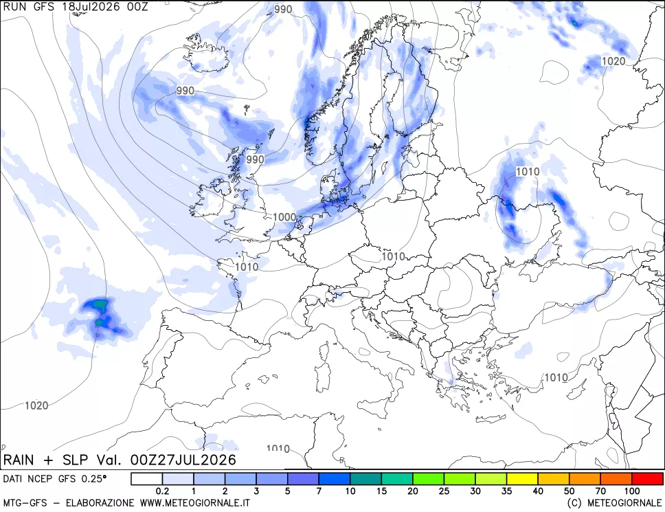 mappa Precipitazioni e pressione SLM