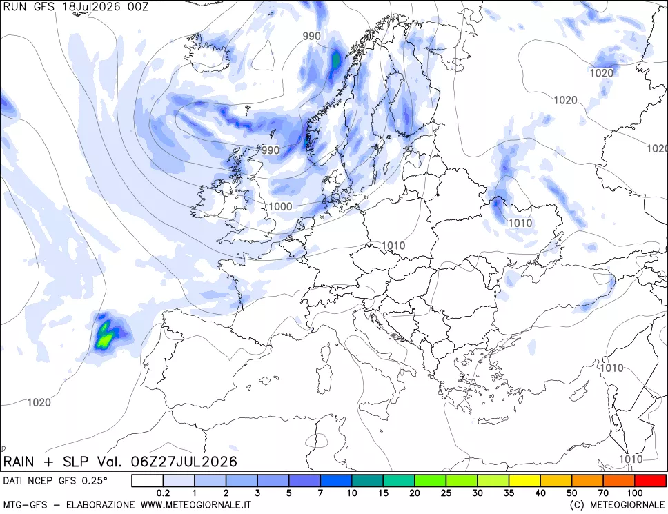 mappa Precipitazioni e pressione SLM