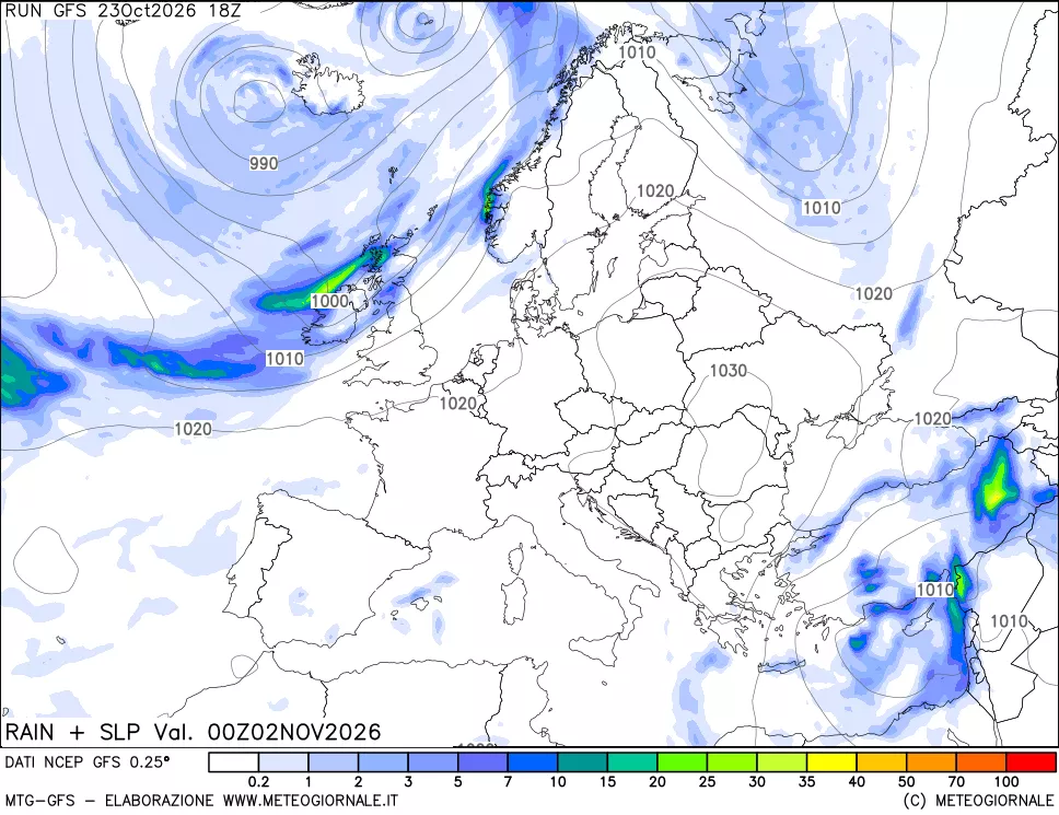 mappa Precipitazioni e pressione SLM