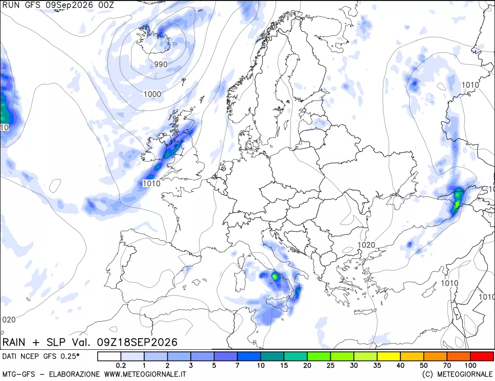 mappa Precipitazioni e pressione SLM