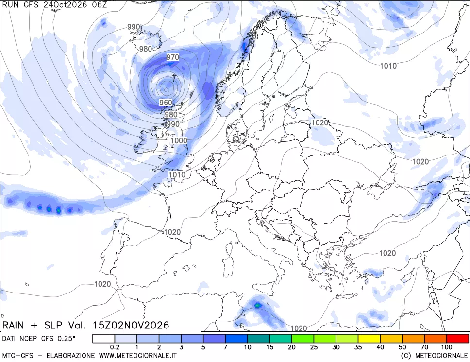 mappa Precipitazioni e pressione SLM