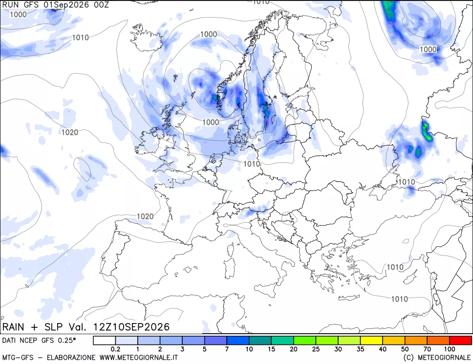 mappa Precipitazioni e pressione SLM