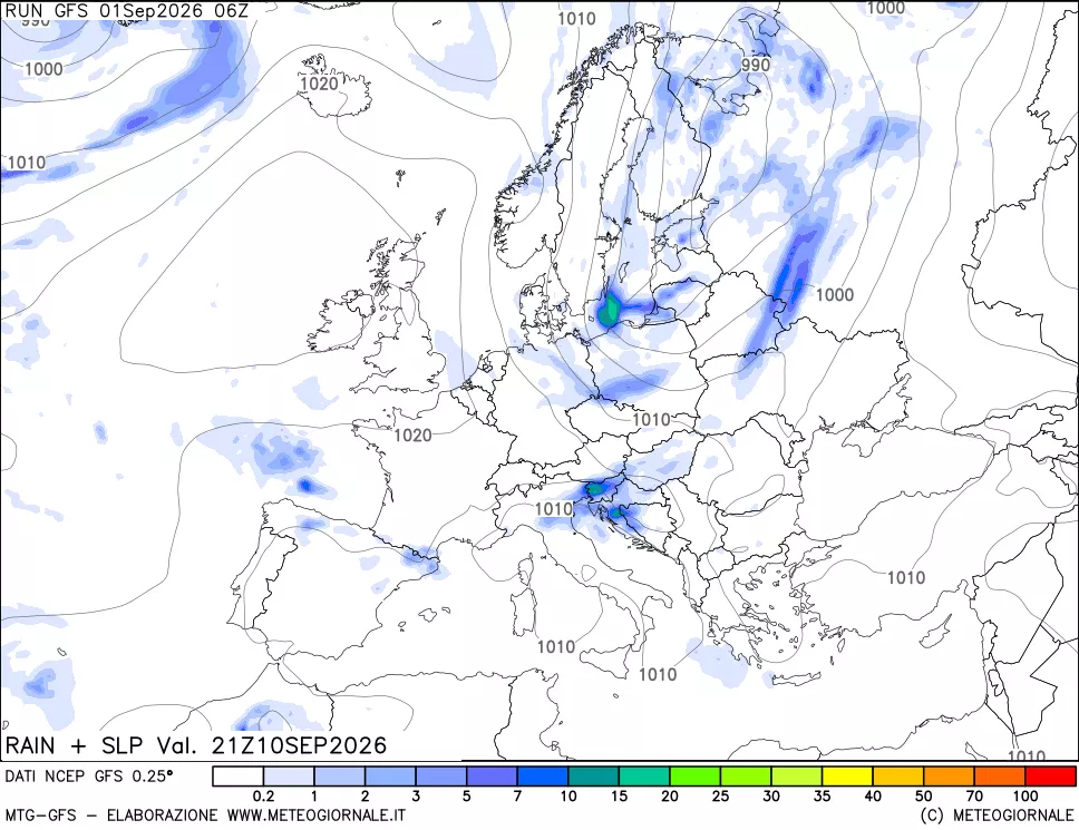 mappa Precipitazioni e pressione SLM