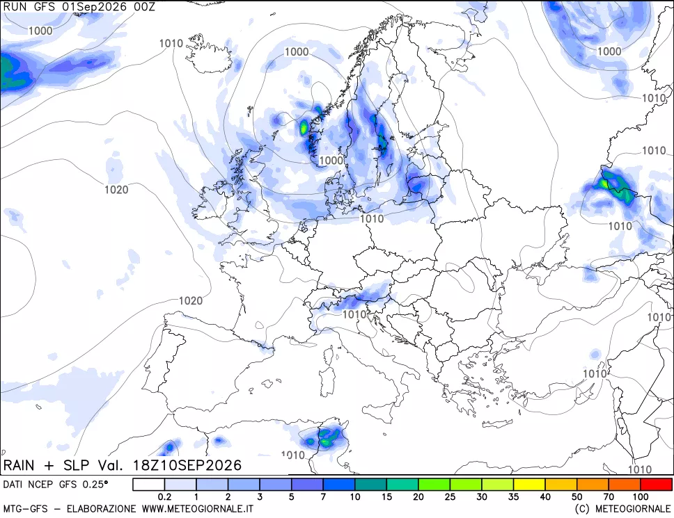 mappa Precipitazioni e pressione SLM