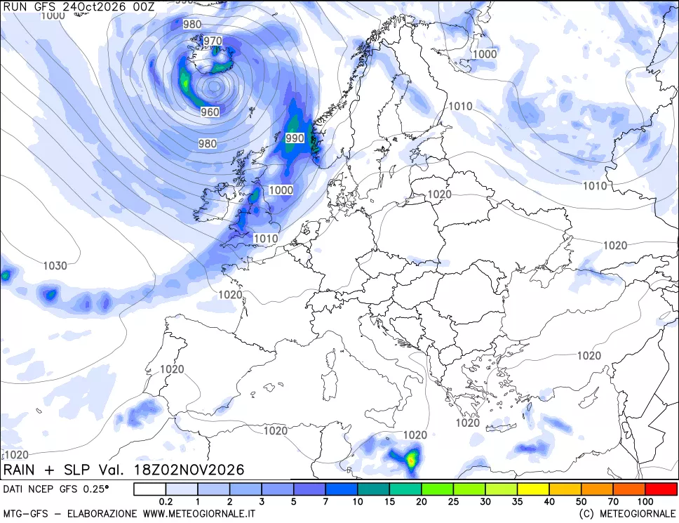 mappa Precipitazioni e pressione SLM