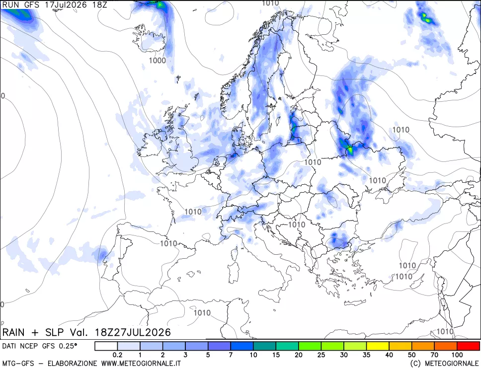 mappa Precipitazioni e pressione SLM