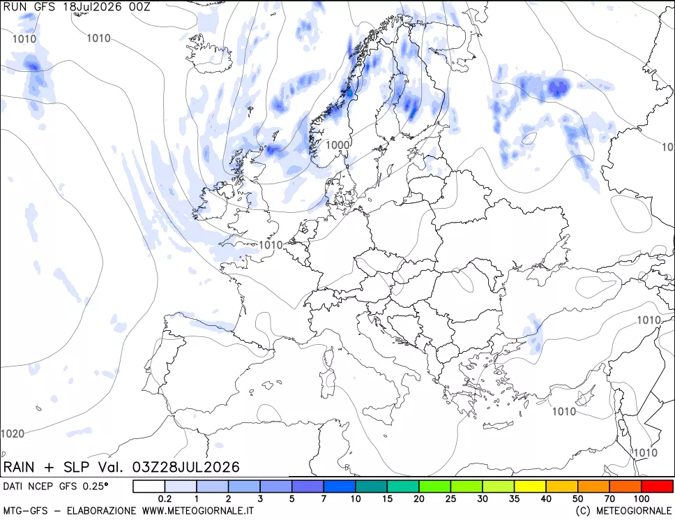 mappa Precipitazioni e pressione SLM