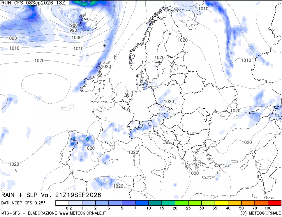 mappa Precipitazioni e pressione SLM