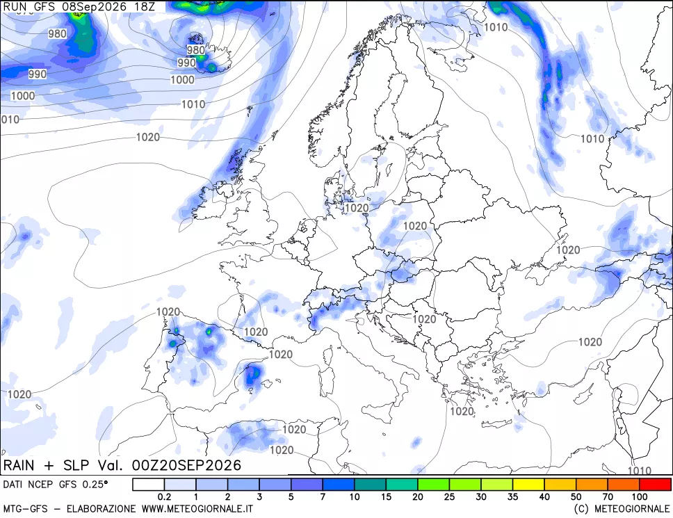 mappa Precipitazioni e pressione SLM