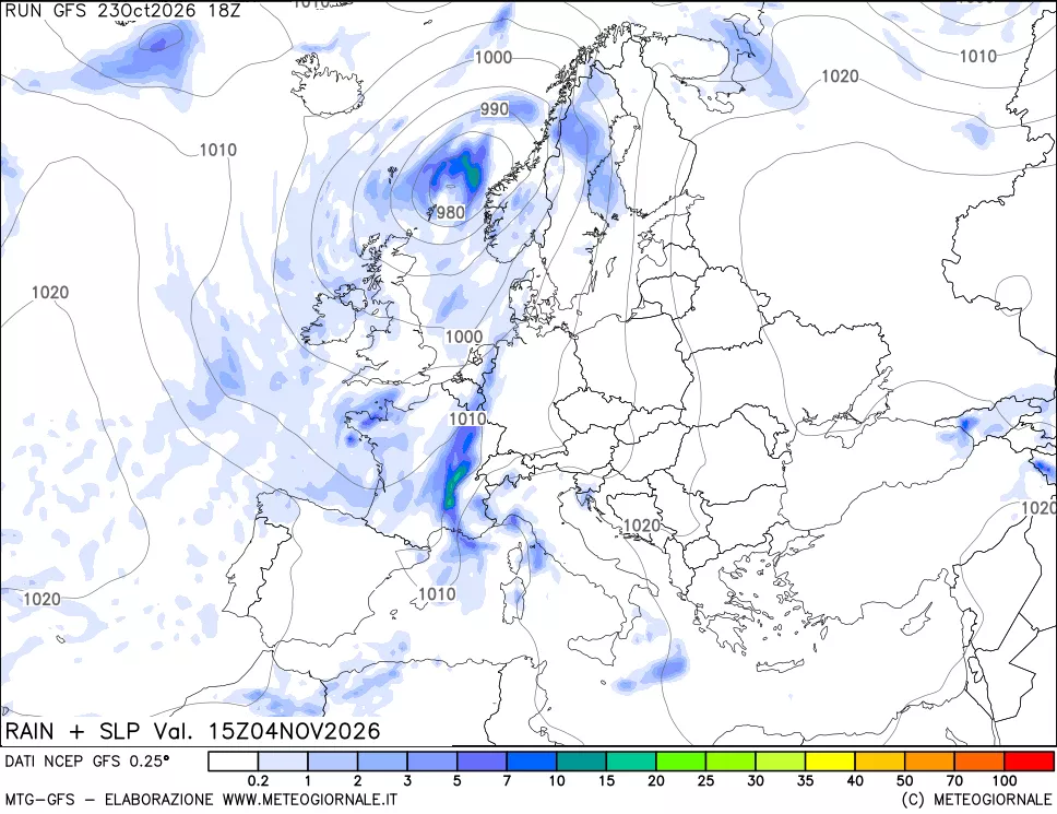 mappa Precipitazioni e pressione SLM