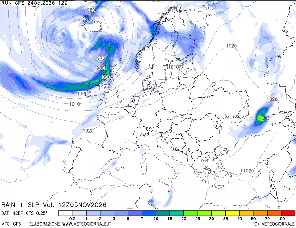 mappa Precipitazioni e pressione SLM
