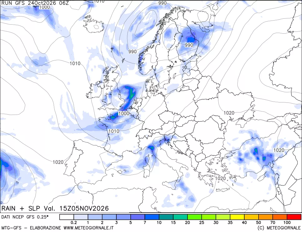 mappa Precipitazioni e pressione SLM