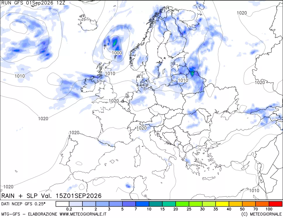 mappa Precipitazioni e pressione SLM