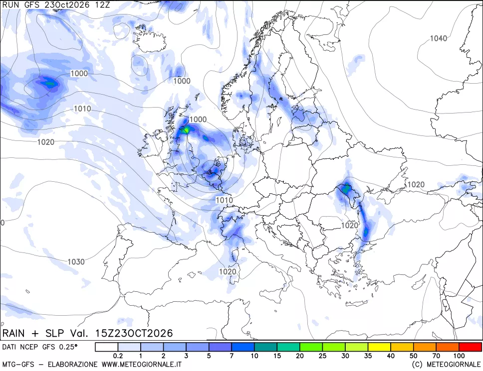mappa Precipitazioni e pressione SLM