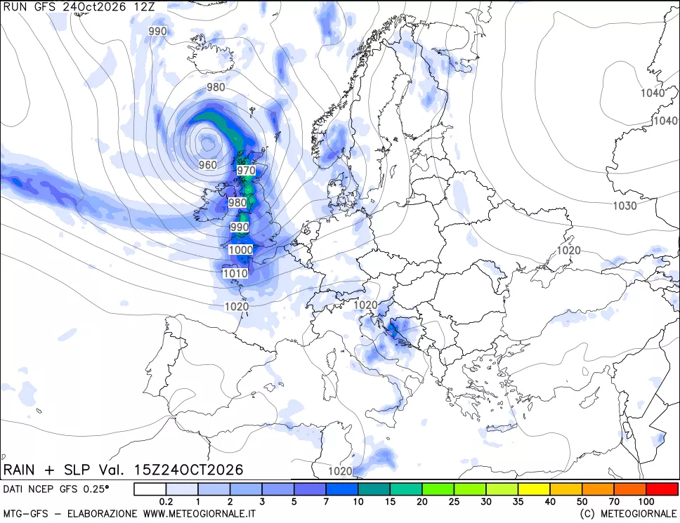 mappa Precipitazioni e pressione SLM