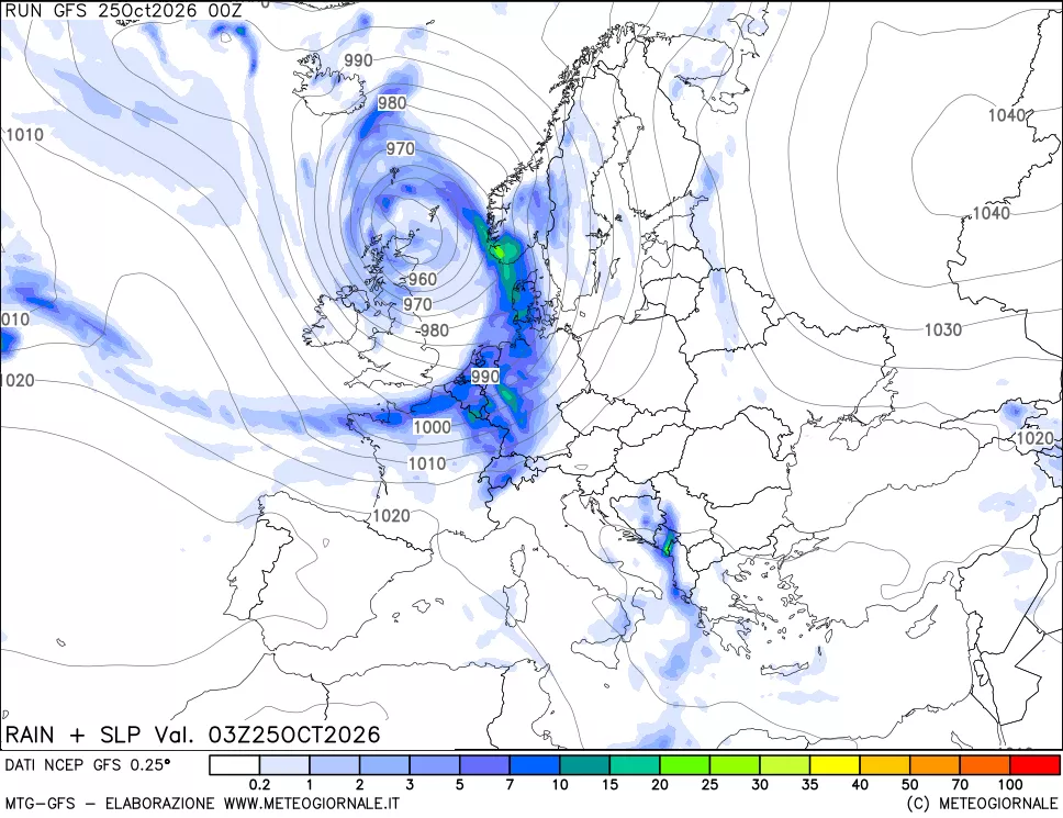 mappa Precipitazioni e pressione SLM