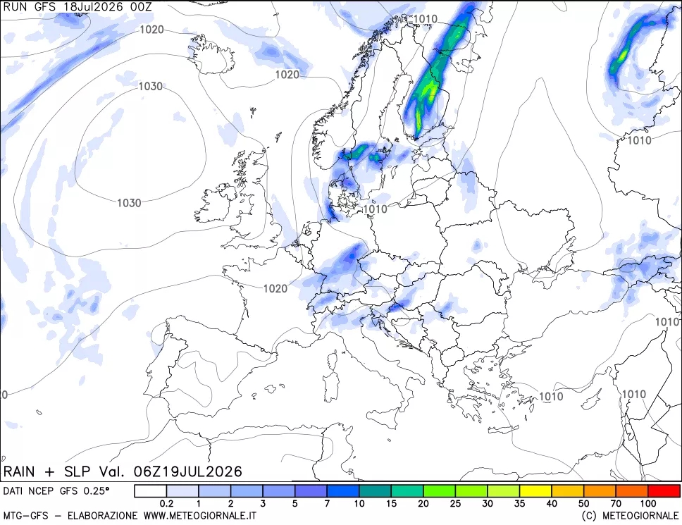 mappa Precipitazioni e pressione SLM
