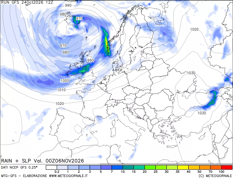 mappa Precipitazioni e pressione SLM