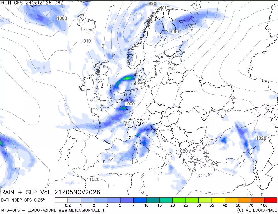 mappa Precipitazioni e pressione SLM