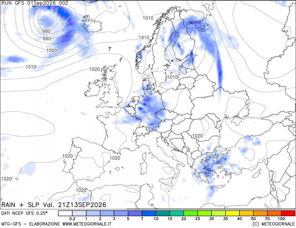 mappa Precipitazioni e pressione SLM