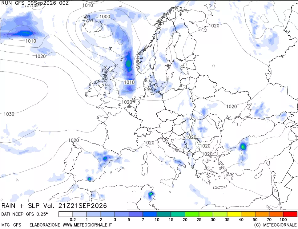 mappa Precipitazioni e pressione SLM