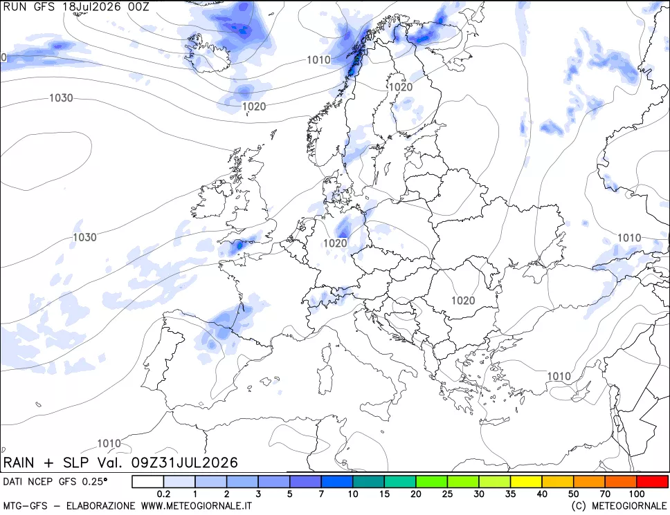 mappa Precipitazioni e pressione SLM