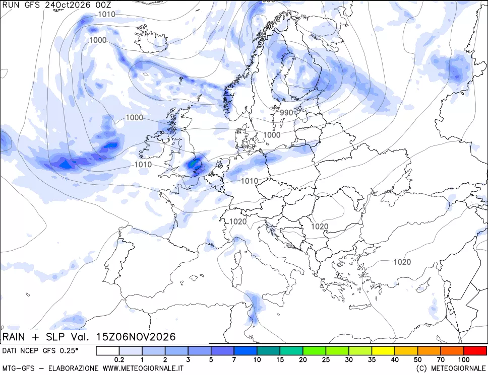 mappa Precipitazioni e pressione SLM