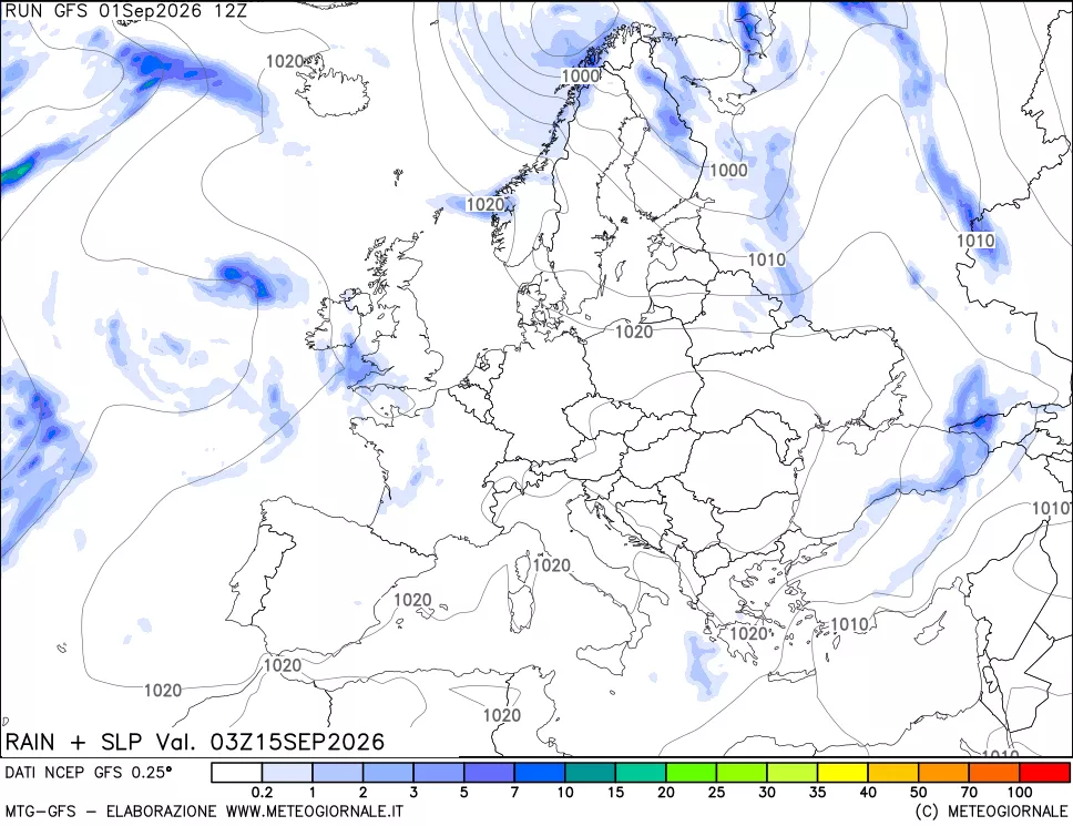 mappa Precipitazioni e pressione SLM