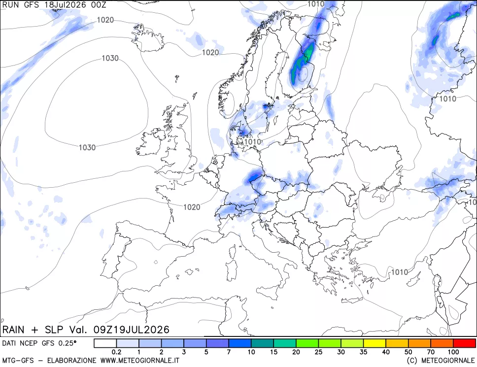 mappa Precipitazioni e pressione SLM