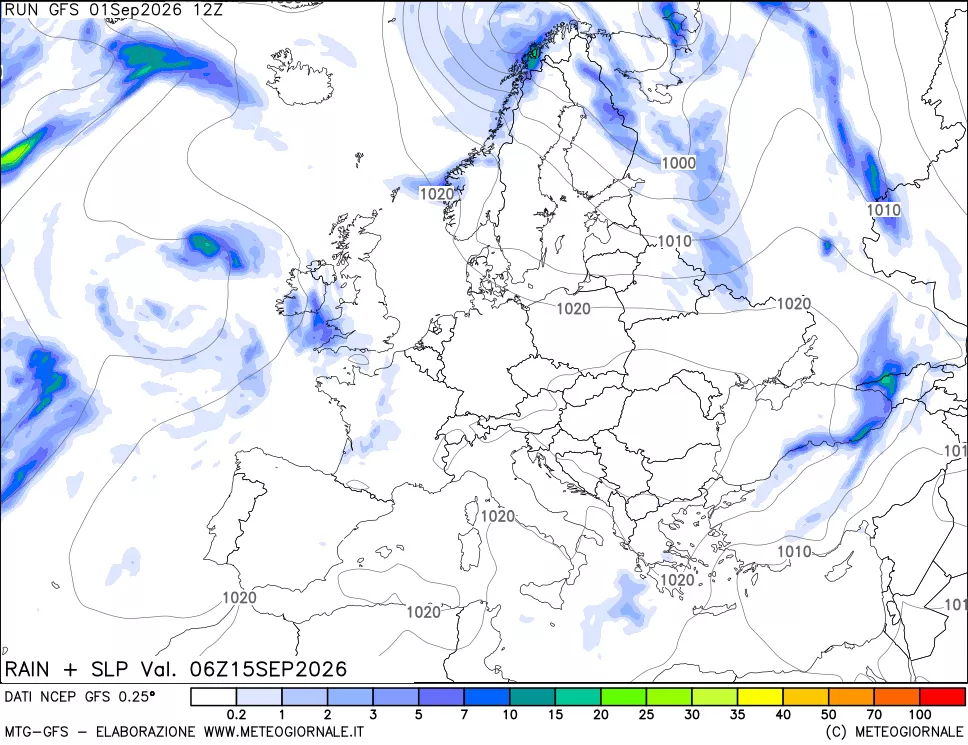 mappa Precipitazioni e pressione SLM