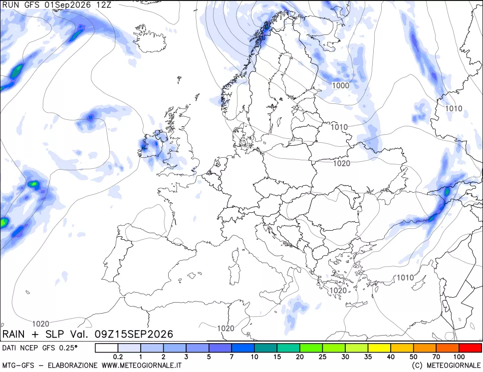 mappa Precipitazioni e pressione SLM