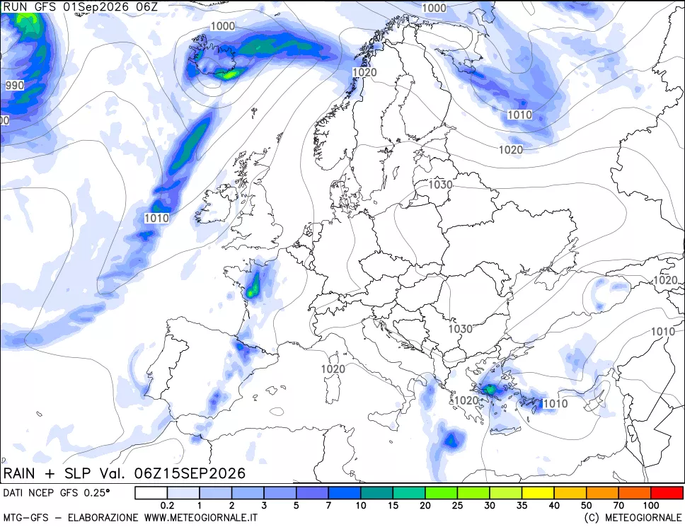 mappa Precipitazioni e pressione SLM