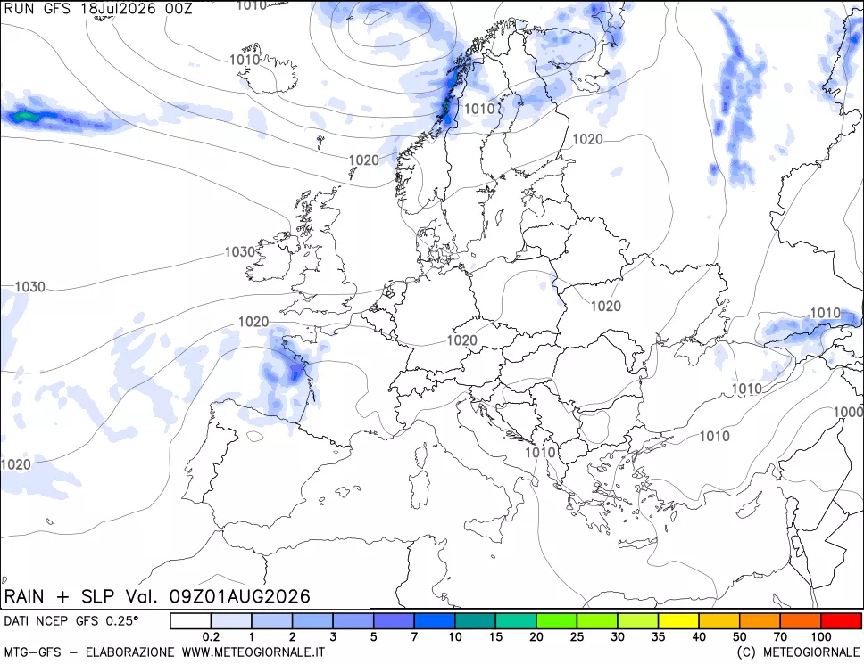 mappa Precipitazioni e pressione SLM