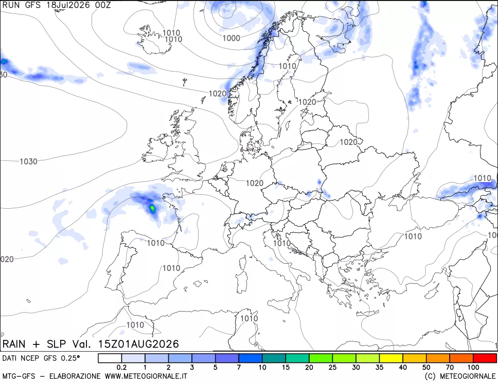mappa Precipitazioni e pressione SLM