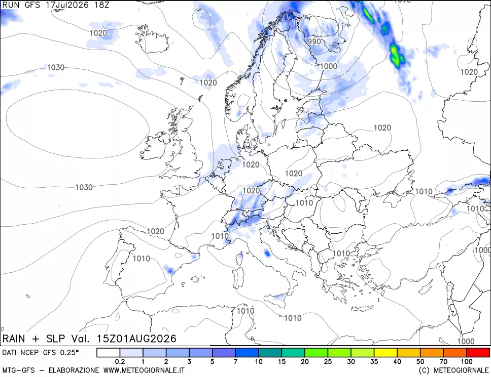 mappa Precipitazioni e pressione SLM