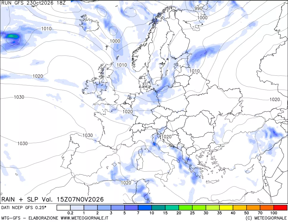 mappa Precipitazioni e pressione SLM