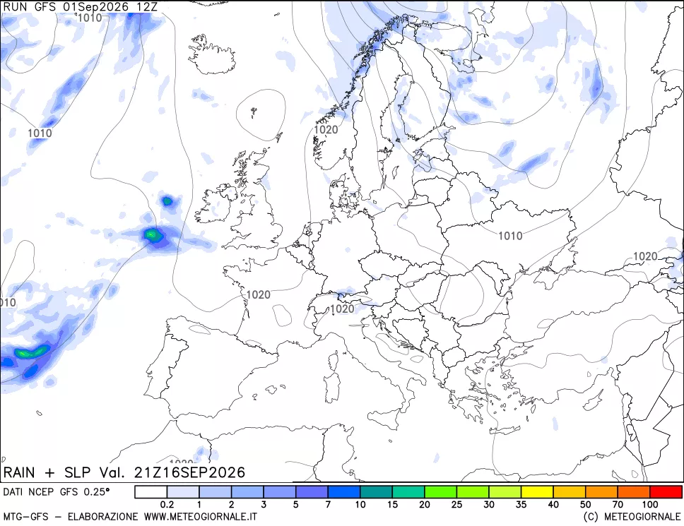mappa Precipitazioni e pressione SLM