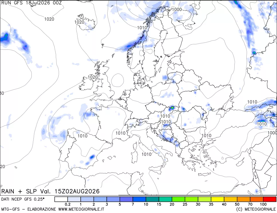 mappa Precipitazioni e pressione SLM