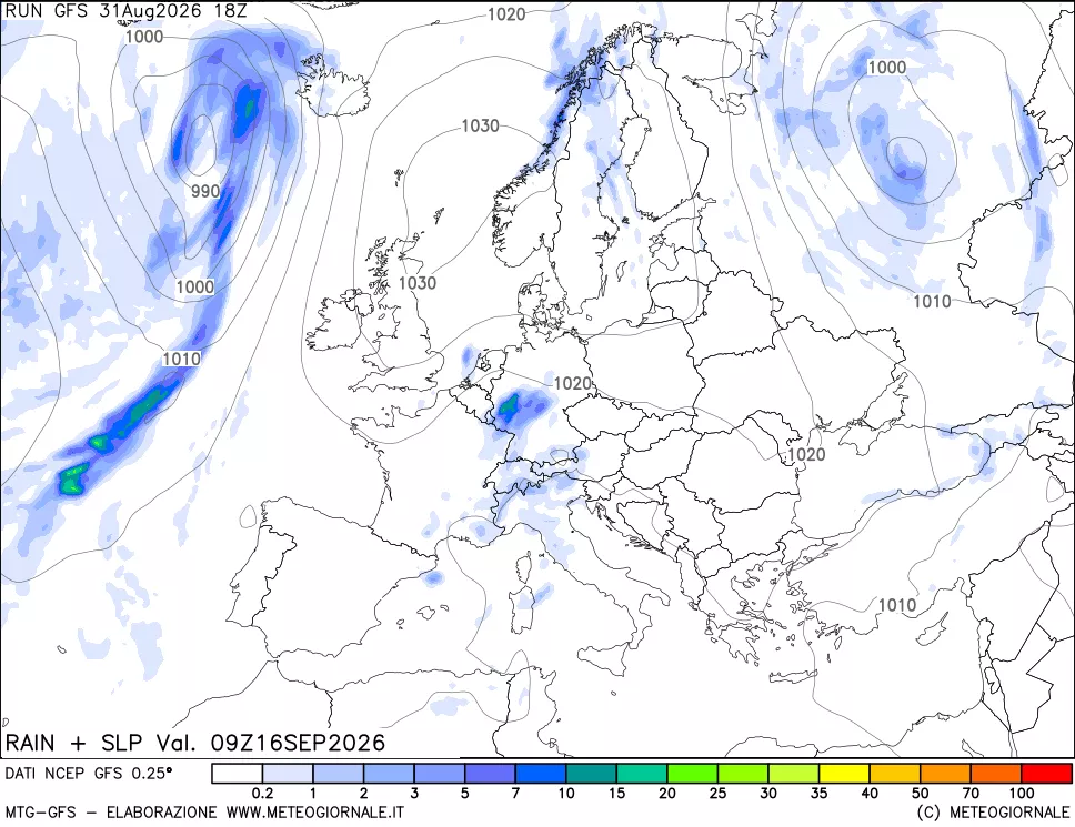 mappa Precipitazioni e pressione SLM