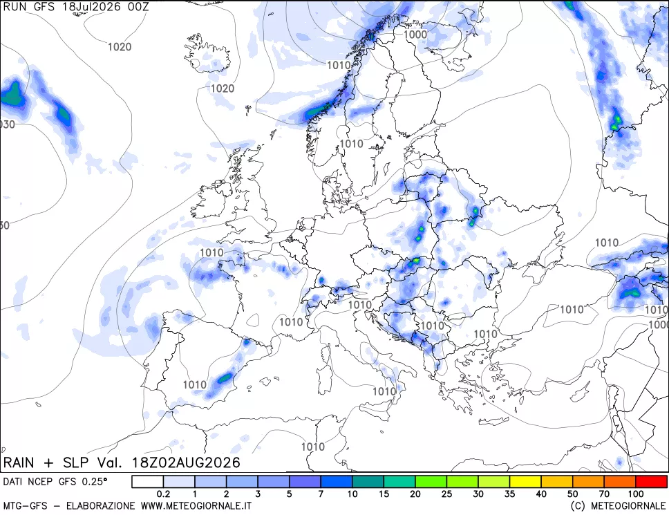 mappa Precipitazioni e pressione SLM