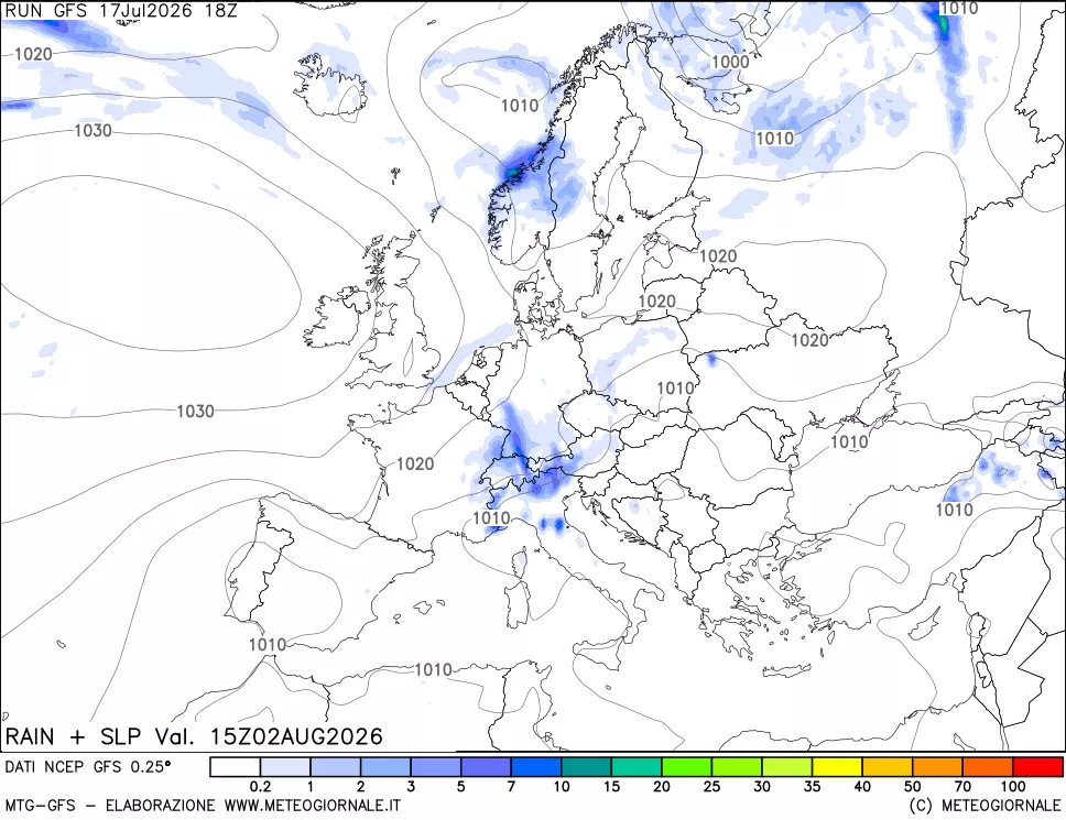 mappa Precipitazioni e pressione SLM