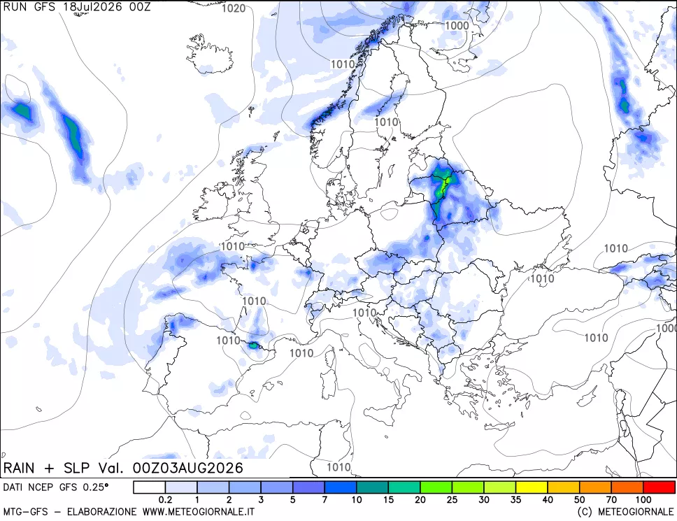 mappa Precipitazioni e pressione SLM
