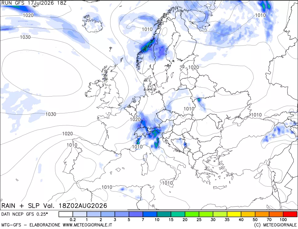 mappa Precipitazioni e pressione SLM